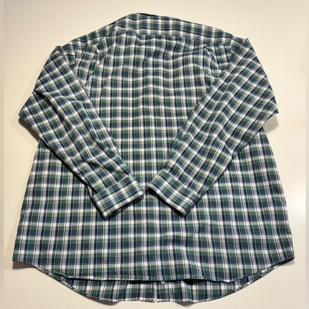 LL Bean Button Shirt Long Sleeve Men Large Green Plaid Traditional Fit Outdoors - Picture 2 of 8